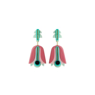 Gissa Bicalho Women's Handmade Acrylic Earring Gloria Candy Pink In Multi