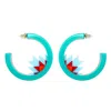 Gissa Bicalho Women's Handmade Acrylic Earring Hoops Kuntur & Turquoise Green