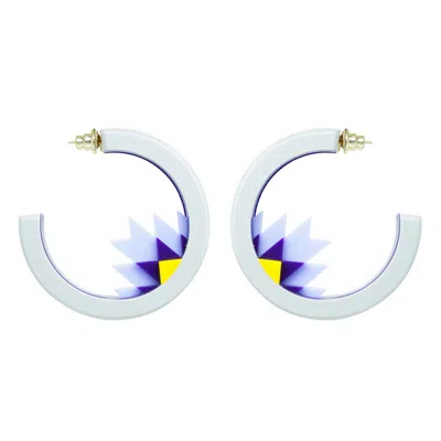 Gissa Bicalho Women's Handmade Acrylic Earring Hoops Kuntur & Yellow
