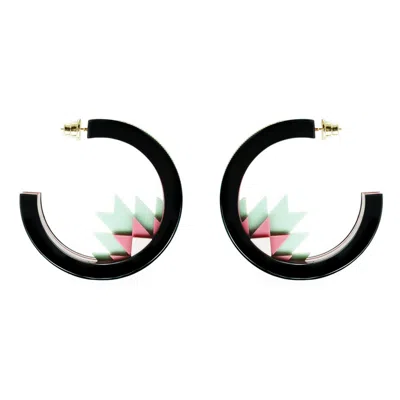 Gissa Bicalho Women's Handmade Acrylic Earring Hoops Kuntur Green