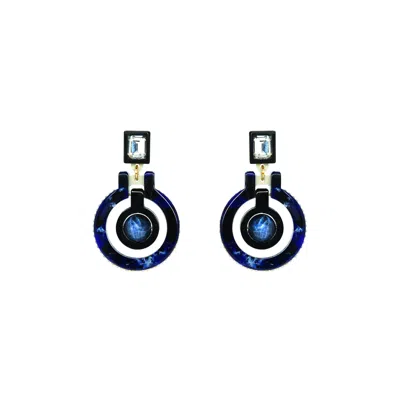 Gissa Bicalho Women's Handmade Acrylic Earring Hoops Nebula - Blue
