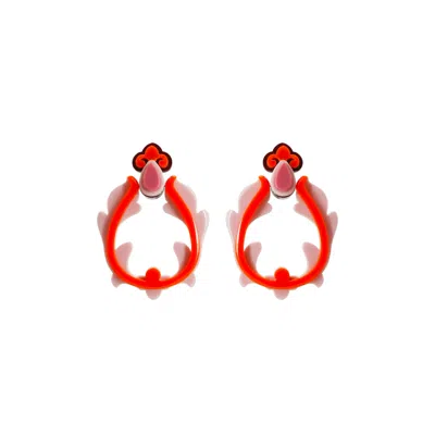 Gissa Bicalho Women's Handmade Acrylic Earring Hoops Petals Antique Pink In Red