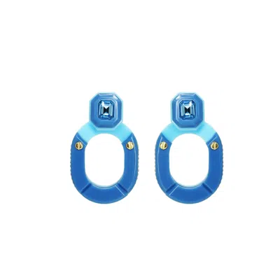 Gissa Bicalho Women's Handmade Acrylic Earring Kit Stone Hoop And Pendant Blue