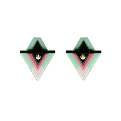 Gissa Bicalho Women's Handmade Acrylic Earring Kuntur P / Green
