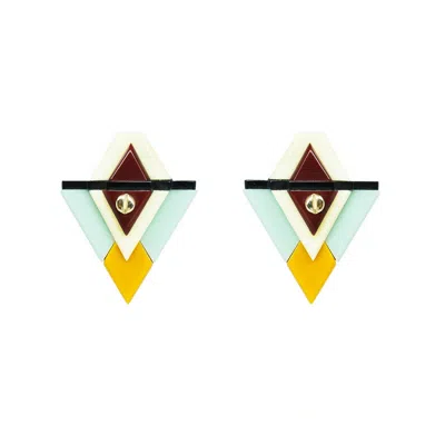 Gissa Bicalho Women's Handmade Acrylic Earring Kuntur P / Mustard