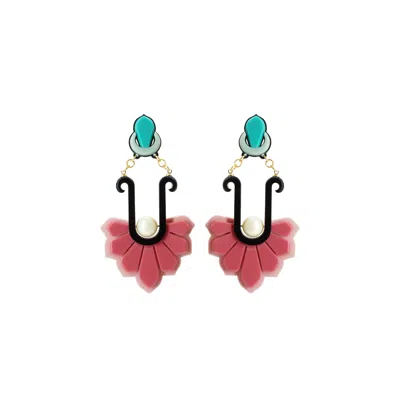 Gissa Bicalho Women's Handmade Acrylic Earring Long Daisy Candy Pink In Multi