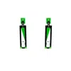 Gissa Bicalho Women's Handmade Acrylic Earring Long Deco Rectangular Cut Stone Green