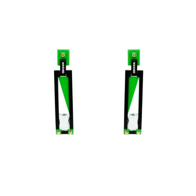Gissa Bicalho Women's Handmade Acrylic Earring Long Deco Rectangular Cut Stone Green
