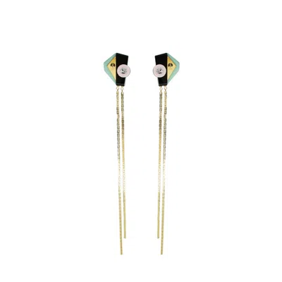 Gissa Bicalho Women's Handmade Acrylic Earring Long Inti - Green