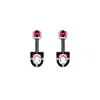 Gissa Bicalho Women's Handmade Acrylic Earring Long Oval Cut Stone Pink In Black