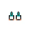 Gissa Bicalho Women's Handmade Acrylic Earring M Deco Rectangular Cut Stone Turquoise In Neutral