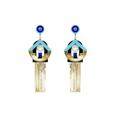 Gissa Bicalho Women's Handmade Acrylic Earring Maya - Blue