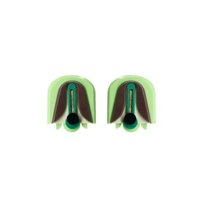 Gissa Bicalho Women's Handmade Acrylic Earring Ninphea Short Green