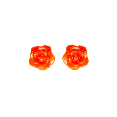 Gissa Bicalho Women's Handmade Acrylic Earring Open Rose - Yellow & Orange