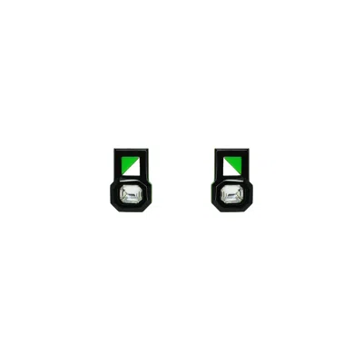 Gissa Bicalho Women's Handmade Acrylic Earring P Deco Octogonal Cut Stone Green