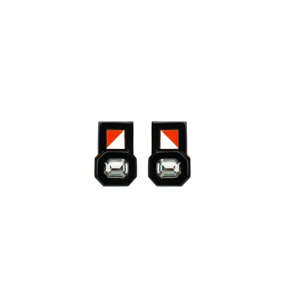 Gissa Bicalho Women's Handmade Acrylic Earring P Deco Octogonal Cut Stone Orange In Multi