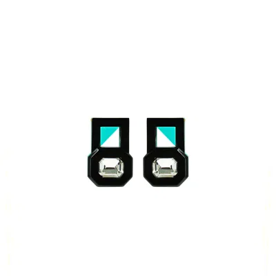 Gissa Bicalho Women's Handmade Acrylic Earring P Deco Octogonal Cut Stone Turquoise