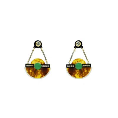 Gissa Bicalho Women's Handmade Acrylic Earring Pendant Nebula - Green