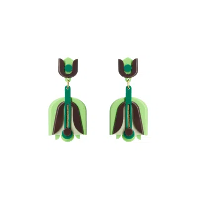 Gissa Bicalho Women's Handmade Acrylic Earring Pendant Nimphea Green