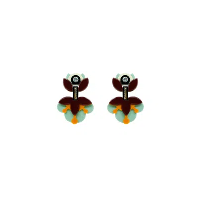 Gissa Bicalho Women's Handmade Acrylic Earring Petunia Medium - Green