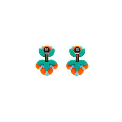 Gissa Bicalho Women's Handmade Acrylic Earring Petunia Medium - Orange