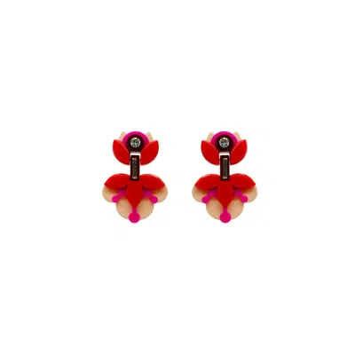 Gissa Bicalho Women's Handmade Acrylic Earring Petunia Medium - Red