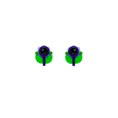 Gissa Bicalho Women's Handmade Acrylic Earring Petunia Small - Aubergine In Purple