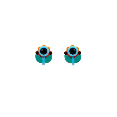 Gissa Bicalho Women's Handmade Acrylic Earring Petunia Small - Orange