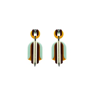 Gissa Bicalho Women's Handmade Acrylic Earring Protea - Green