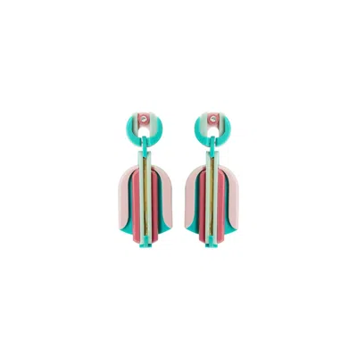Gissa Bicalho Women's Handmade Acrylic Earring Protea Candy Pink In Multi