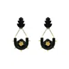 Gissa Bicalho Women's Handmade Acrylic Earring Rose And Leaf - Black 2 In Black