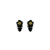 Gissa Bicalho Women's Handmade Acrylic Earring Rose And Leaf S - Black