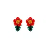 Gissa Bicalho Women's Handmade Acrylic Earring Rose And Leaf S - Black And Red
