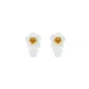 Gissa Bicalho Women's Handmade Acrylic Earring Rose And Leaf S - White