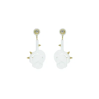 Gissa Bicalho Women's Handmade Acrylic Earring Rose Pendant - White