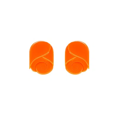 Gissa Bicalho Women's Handmade Acrylic Earring Rosebud M - Orange