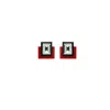Gissa Bicalho Women's Handmade Acrylic Earring S Deco Rectangular Cut-off Stone Red In Black