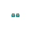 Gissa Bicalho Women's Handmade Acrylic Earring S Deco Rectangular Cut-off Stone Turquoise In Blue