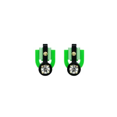 Gissa Bicalho Women's Handmade Acrylic Earring S Stone Rhinestones Green