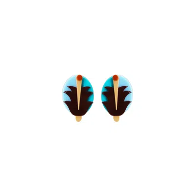 Gissa Bicalho Women's Handmade Acrylic Earring Short Alecrim Burgundy In Blue