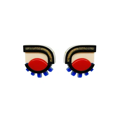Gissa Bicalho Women's Handmade Acrylic Earring Short Eyes In Yellow