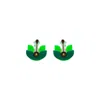 Gissa Bicalho Women's Handmade Acrylic Earring Short Lotus Flower - Green