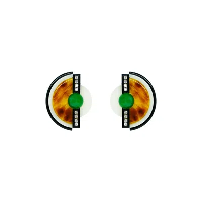Gissa Bicalho Women's Handmade Acrylic Earring Short Nebula - Green