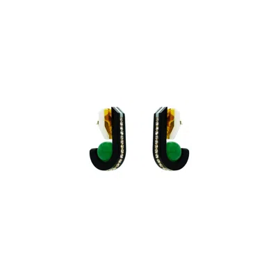 Gissa Bicalho Women's Handmade Acrylic Earring Short Orion - Green