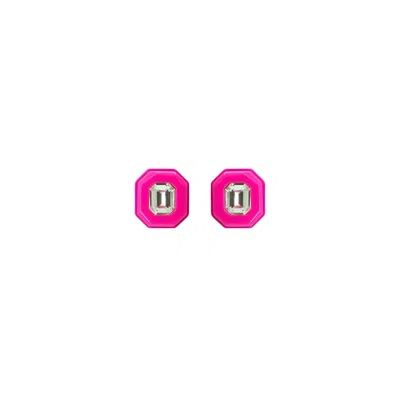 Gissa Bicalho Women's Handmade Acrylic Earring Short Stone Octagonal Pink In Multi