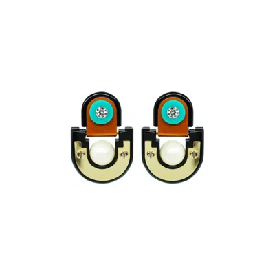 Gissa Bicalho Women's Handmade Acrylic Earring Short Tikal - Green