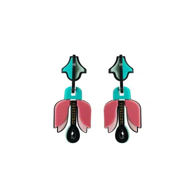 Gissa Bicalho Women's Handmade Acrylic Earring Tulip Candy Pink