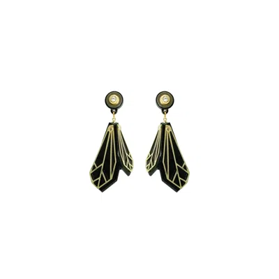 Gissa Bicalho Women's Handmade Acrylic Earring Wings Pendant Black
