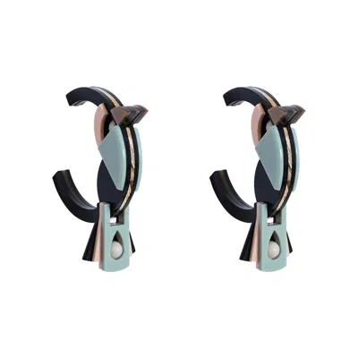 Gissa Bicalho Women's Handmade Acrylic Earrings Hoops Birds Pale Green