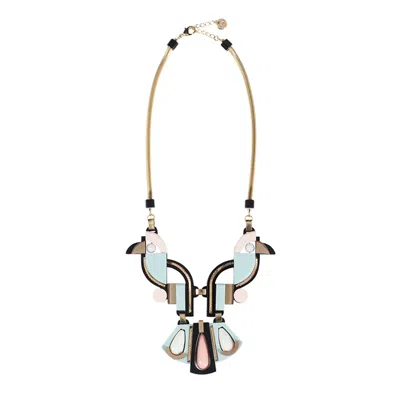 Gissa Bicalho Women's Handmade Acrylic Necklace Birds Pale Green